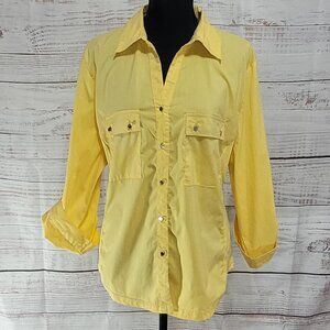 Ashley Blue 3XL Yellow Button Up Blouse | Plus Size